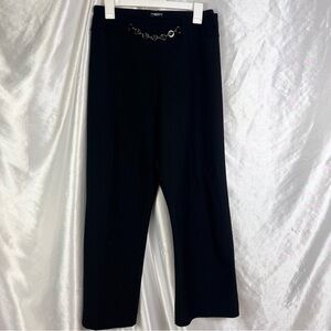 Vintage Black Rib Knit Wide Leg Pants 2X/3X | Chain Accent Statement